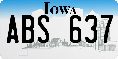 IA license plate ABS637