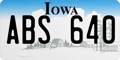 IA license plate ABS640