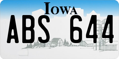 IA license plate ABS644