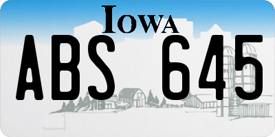 IA license plate ABS645
