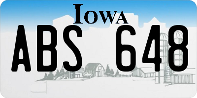 IA license plate ABS648
