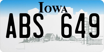 IA license plate ABS649