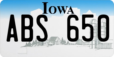 IA license plate ABS650