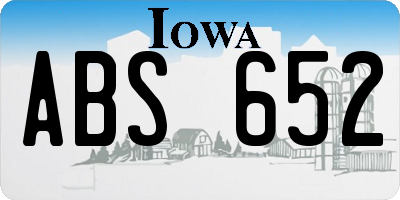 IA license plate ABS652