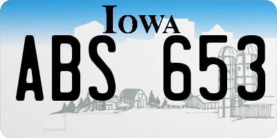 IA license plate ABS653