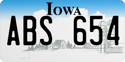IA license plate ABS654