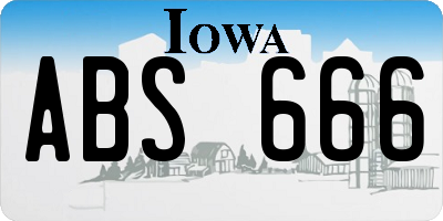 IA license plate ABS666