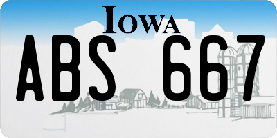 IA license plate ABS667