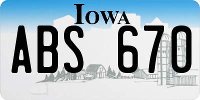 IA license plate ABS670