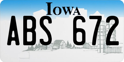IA license plate ABS672