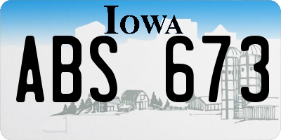 IA license plate ABS673