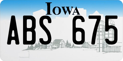 IA license plate ABS675