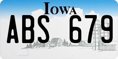 IA license plate ABS679