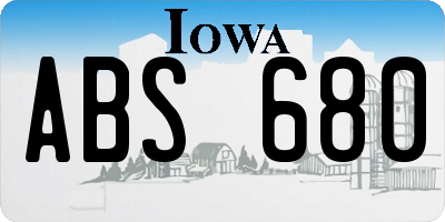 IA license plate ABS680