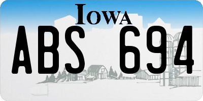 IA license plate ABS694