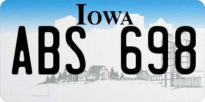IA license plate ABS698