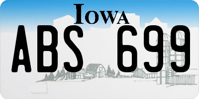 IA license plate ABS699