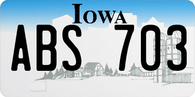 IA license plate ABS703