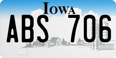IA license plate ABS706