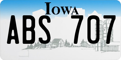 IA license plate ABS707