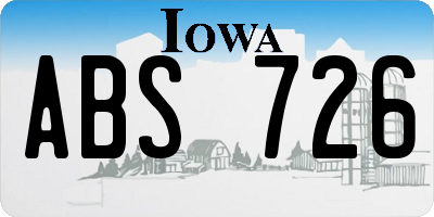 IA license plate ABS726