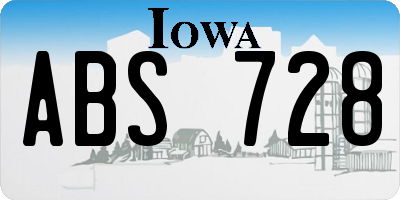 IA license plate ABS728