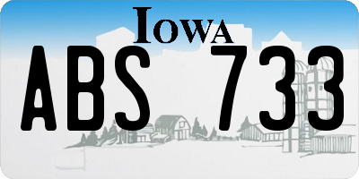 IA license plate ABS733