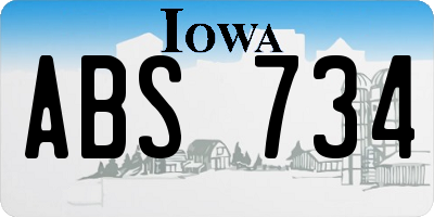 IA license plate ABS734