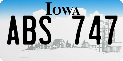 IA license plate ABS747