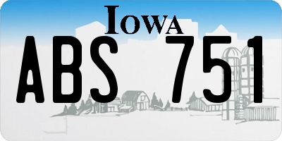 IA license plate ABS751