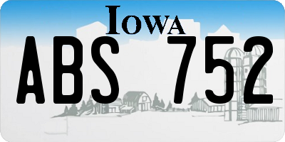 IA license plate ABS752