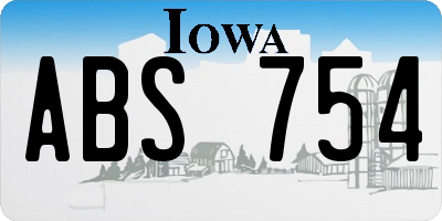 IA license plate ABS754