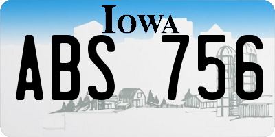 IA license plate ABS756