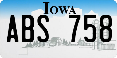IA license plate ABS758