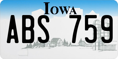 IA license plate ABS759
