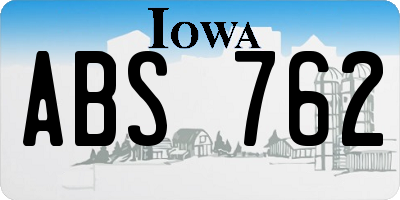 IA license plate ABS762