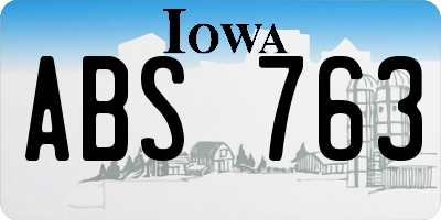 IA license plate ABS763