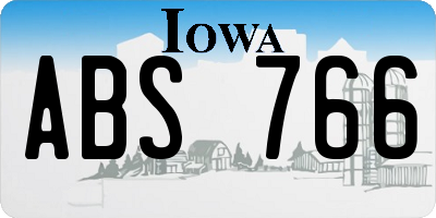 IA license plate ABS766