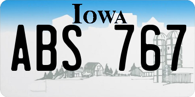 IA license plate ABS767