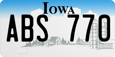 IA license plate ABS770