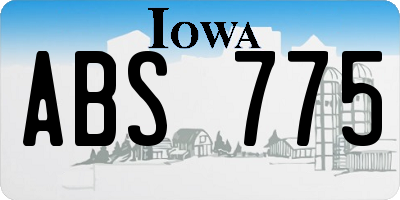 IA license plate ABS775