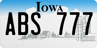 IA license plate ABS777