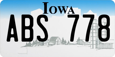 IA license plate ABS778