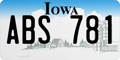 IA license plate ABS781