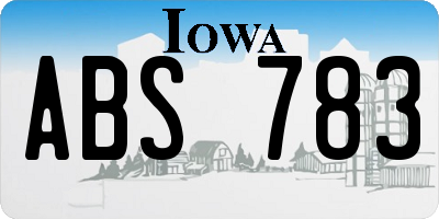 IA license plate ABS783
