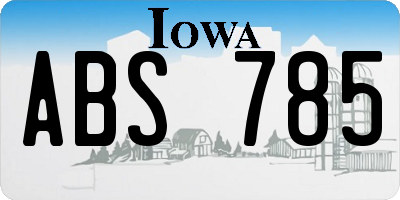 IA license plate ABS785