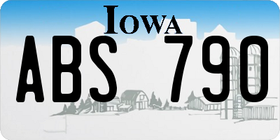 IA license plate ABS790