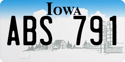 IA license plate ABS791