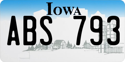 IA license plate ABS793