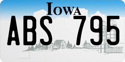 IA license plate ABS795